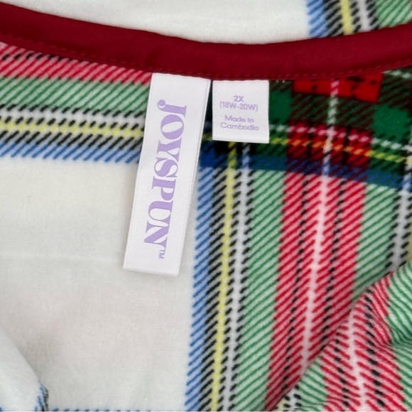 Joyspun Women's plus Size 2X Velour Pajama Set plaid multicolor soft pajamas NWT - Picture 6 of 9
